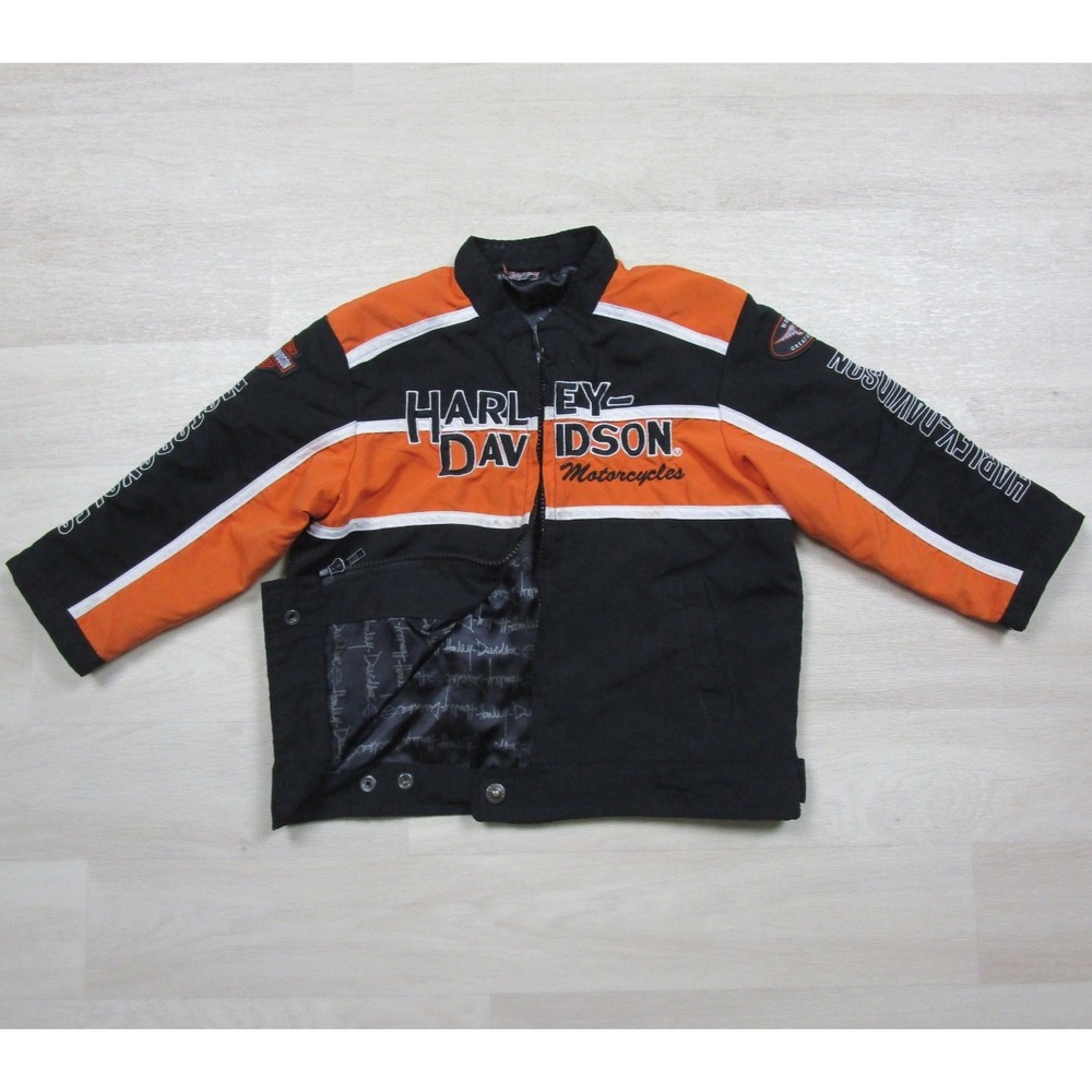 Vintage Y2K Harley Davidson Kids Jacket (4/5T) Embroidered Motorcycle Biker